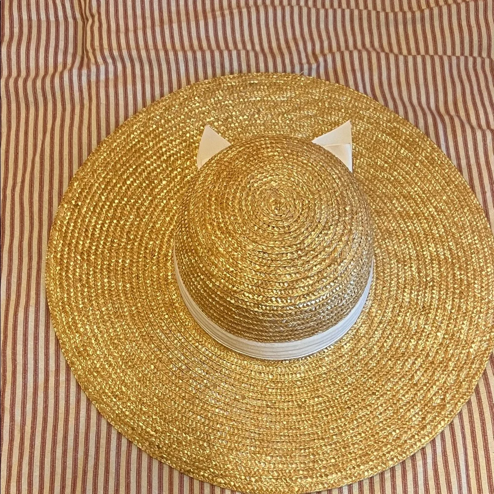 Janie and Jack Straw Sun Hat with White Bow Trim
